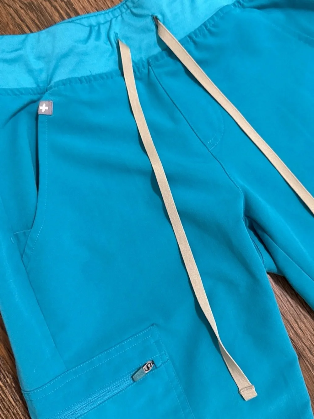 FIGS Tech Collection Zamora Jogger Scrubs Teal Drawstring Waist Pockets XS